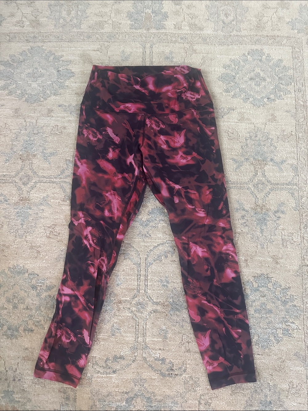 lululemon athletica Girls Pink and Black Printed Leggings